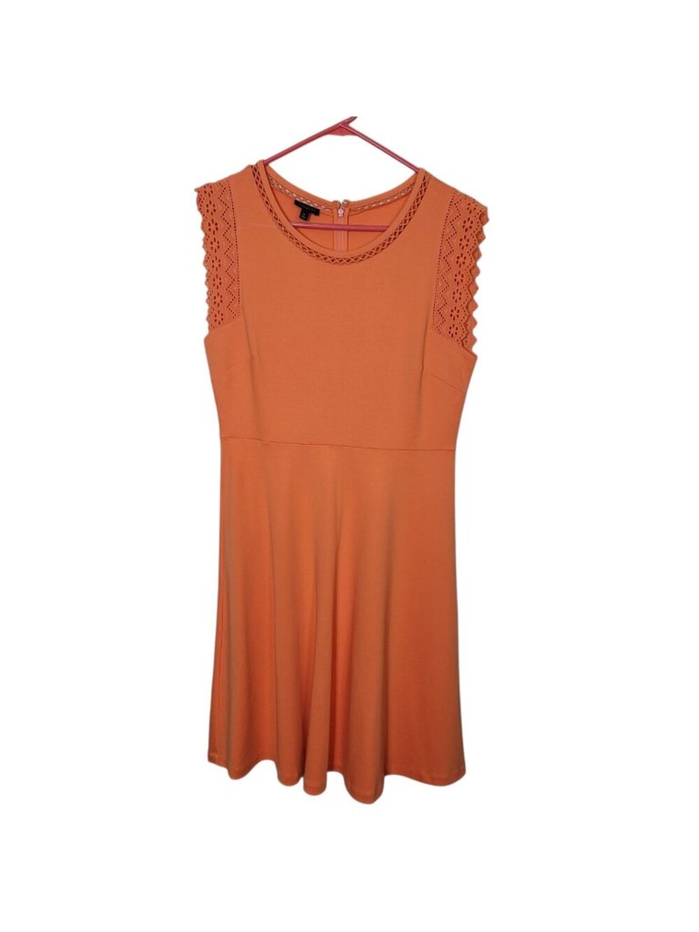 Talbots Sleeveless Orange Summer Dress Sz Med Eyelet Neck & Sleeves 100% Cotton